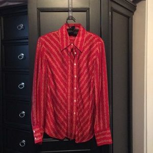 Hilfiger red and gold blouse size 12